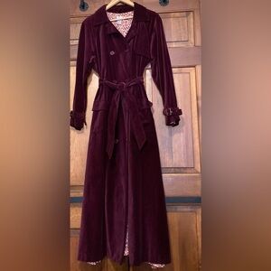 Vintage Spiegel - Burgundy - Double-Breasted Velvet Trench, Duster, Maxi